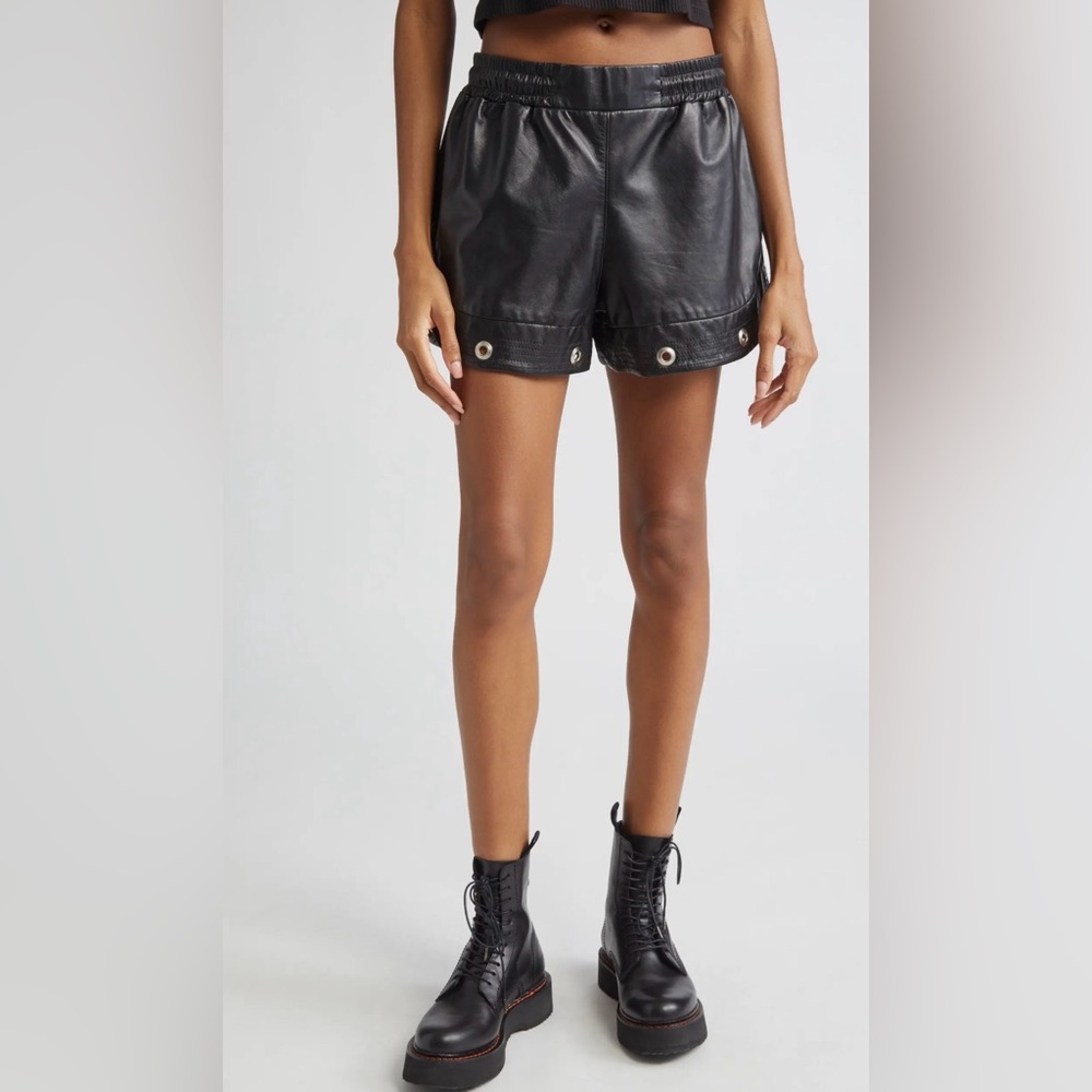 New R13 Grommet Detail Leather Shorts